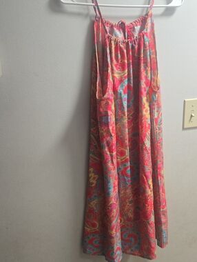 Colorful Paisley Maxi Sundress - Pink & Turquoise